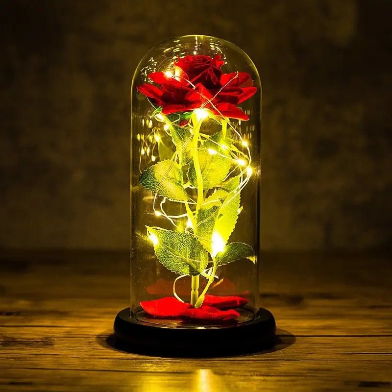 Immortal Rose Lamp with Elegant Flower Encased in LED Light - Cosparty