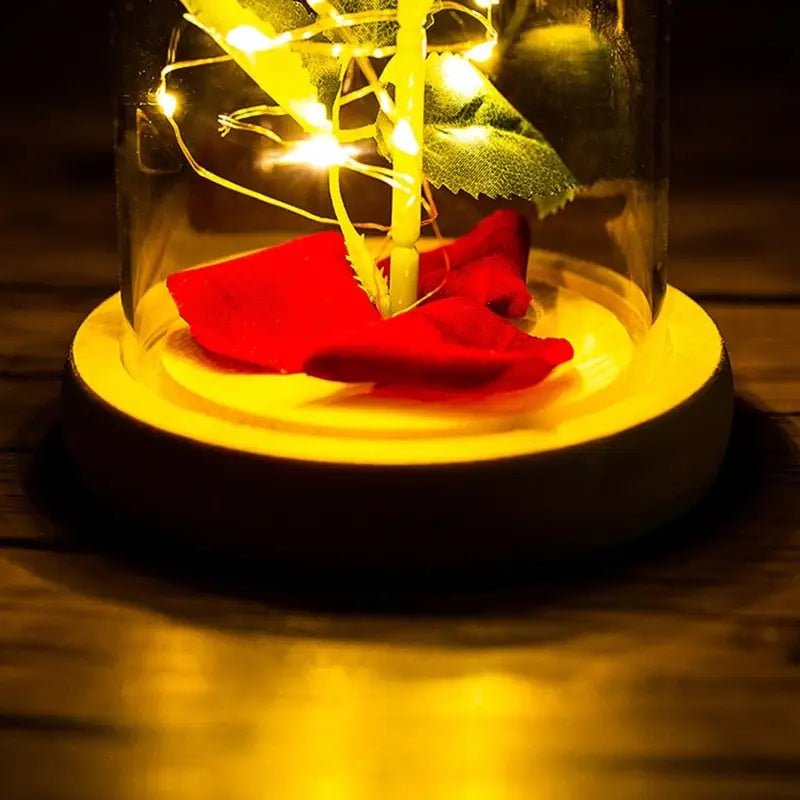 Immortal Rose Lamp with Elegant Flower Encased in LED Light - Cosparty