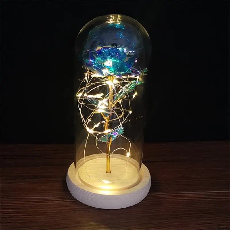 Immortal Rose Lamp with Elegant Flower Encased in LED Light - Cosparty