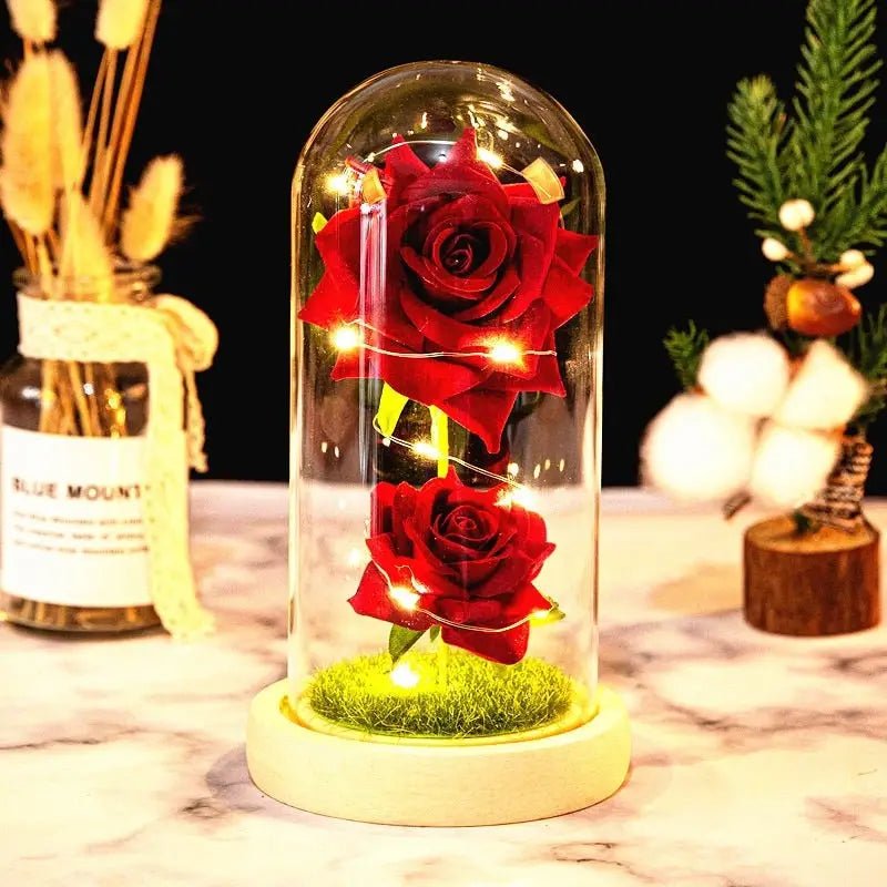 Immortal Rose Lamp with Elegant Flower Encased in LED Light - Cosparty