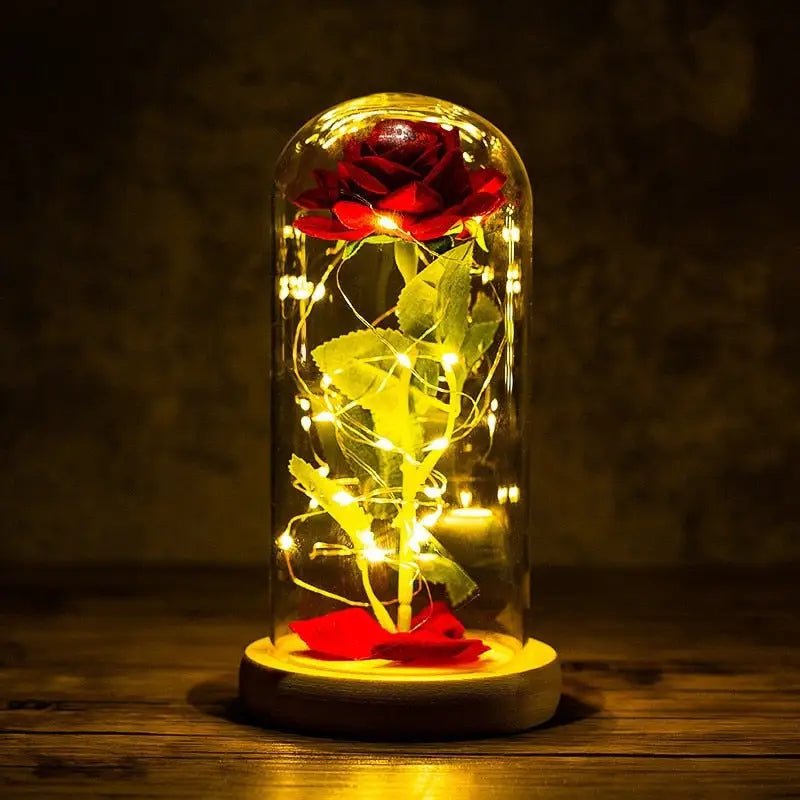 Immortal Rose Lamp with Elegant Flower Encased in LED Light - Cosparty