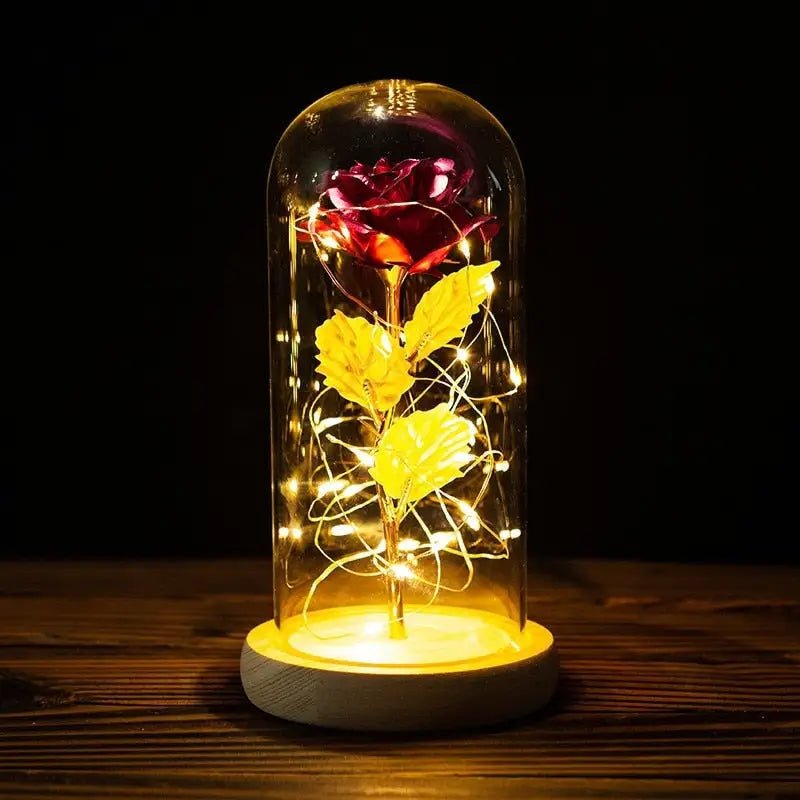 Immortal Rose Lamp with Elegant Flower Encased in LED Light - Cosparty