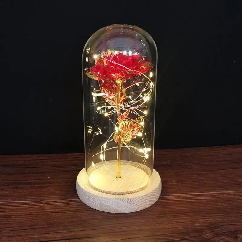 Immortal Rose Lamp with Elegant Flower Encased in LED Light - Cosparty