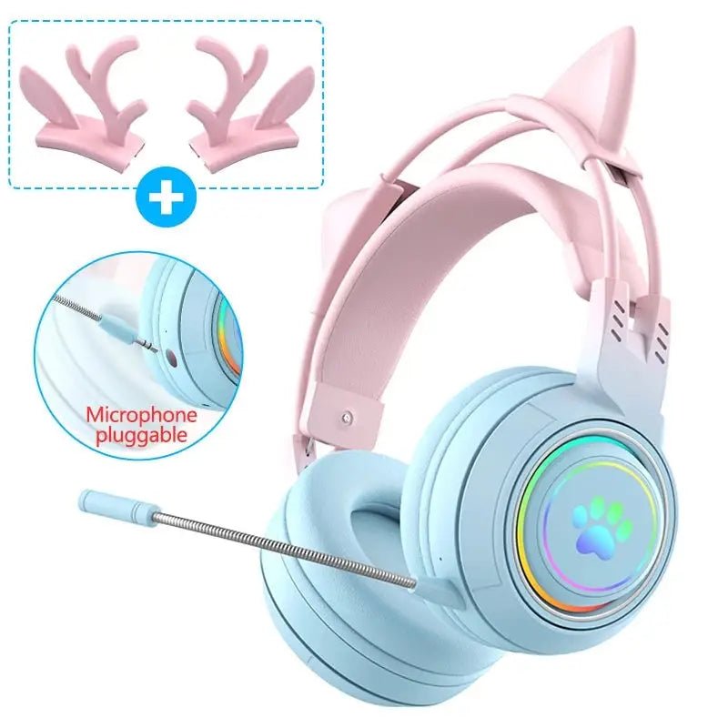 Interchangeable Deer Antler Neko Headset for Gamers and Streamers - Cosparty