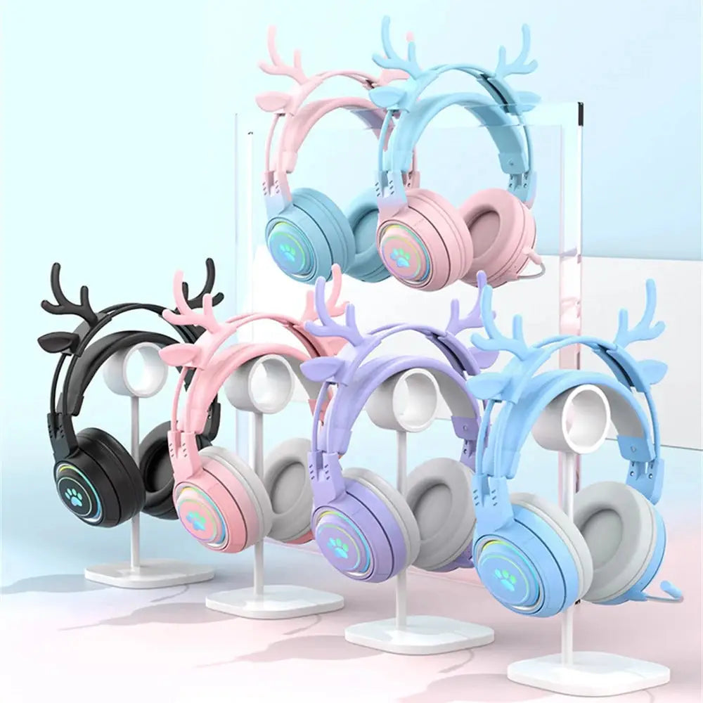 Interchangeable Deer Antler Neko Headset for Gamers and Streamers - headset