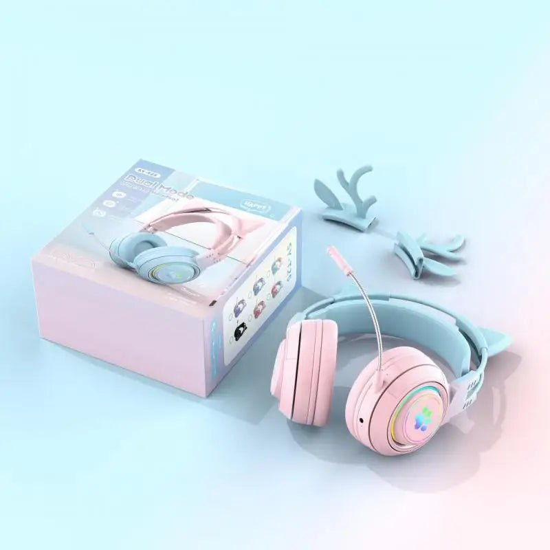 Interchangeable Deer Antler Neko Headset for Gamers and Streamers - Cosparty