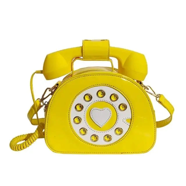 Rotary Phone Handbag - Yellow - bags, handbag, handbags, latex, phone