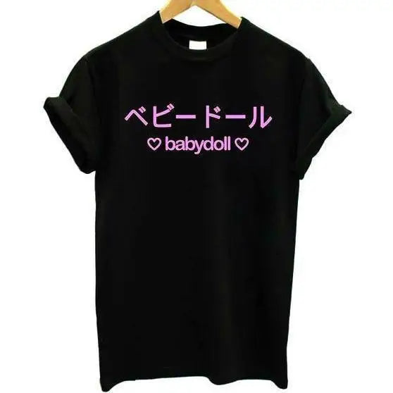 japanese babydoll t-shirt tee top shirt japan writing hearts abdl kink fetish harajuku style clothing cgl