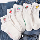 Japanese Fruit Inspired White Socks with Comfy Ankle Fit - Socks