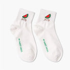 japan harajuku fashion white fruit ankle socks sweat socks strawberry banana peach apple watermelon  by Cosparty