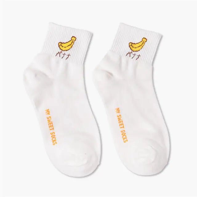Japanese Fruit Inspired White Socks with Comfy Ankle Fit - Cosparty