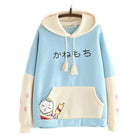 Japanese Inspired Painting Cat Artist Hoodie with Cherry Blossoms - Cosparty