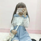 Japanese School Girl Dress with Sailor Collar and Flowing Skirt - Cosparty