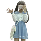 Japanese School Girl Dress with Sailor Collar and Flowing Skirt - dress