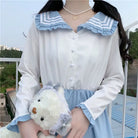 Japanese School Girl Dress with Sailor Collar and Flowing Skirt - dress