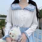 Japanese School Girl Dress with Sailor Collar and Flowing Skirt - Cosparty