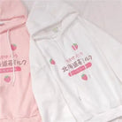 Japanese Strawberry Hoodie in Soft Pastel Pink Available - Cosparty