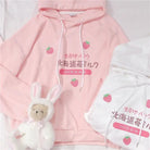 Japanese Strawberry Hoodie in Soft Pastel Pink Available - sweater