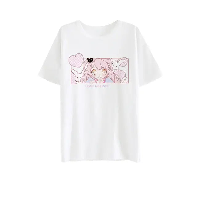 Japanese Strawberry Milk Kawaii T-Shirt in Soft Cotton - Anime Girl / S - Shirt