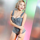 Jean Suspender Strap Adult Romper for Chic Versatility - onesie