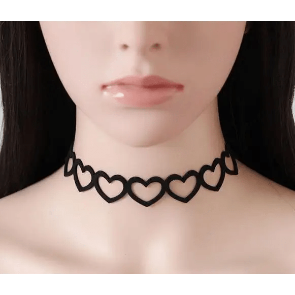 Jet Black Heart Choker Necklace for a Chic Gothic Look - Cosparty