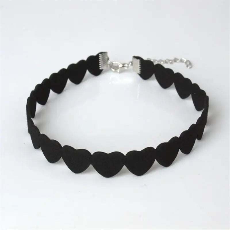 Jet Black Heart Choker Necklace for a Chic Gothic Look - Accessories