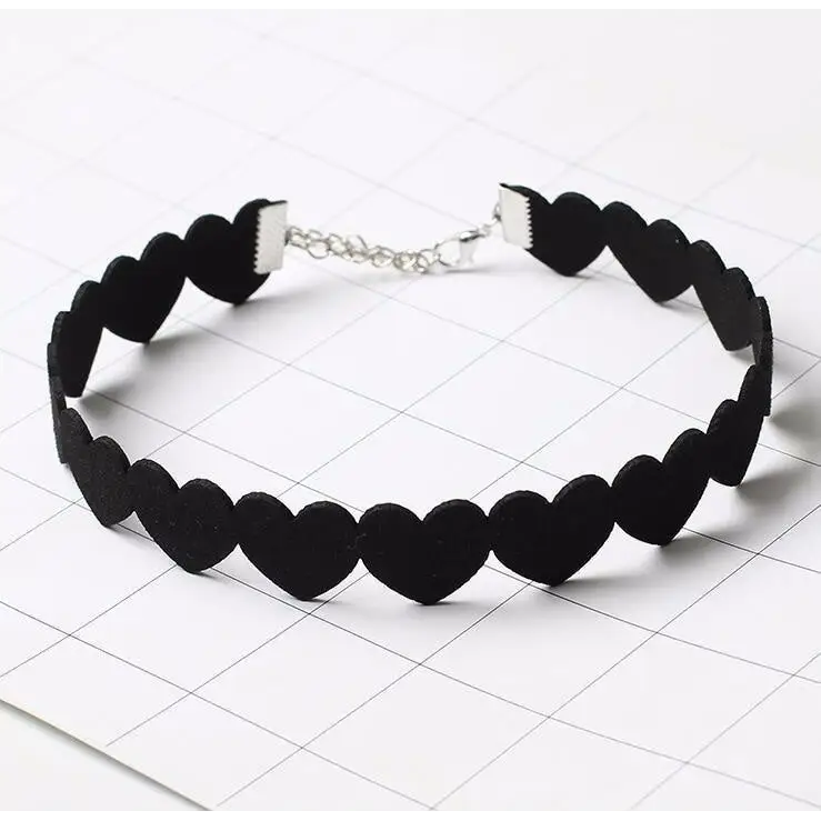 Jet Black Heart Choker Necklace for Chic Goth Fashion - choker