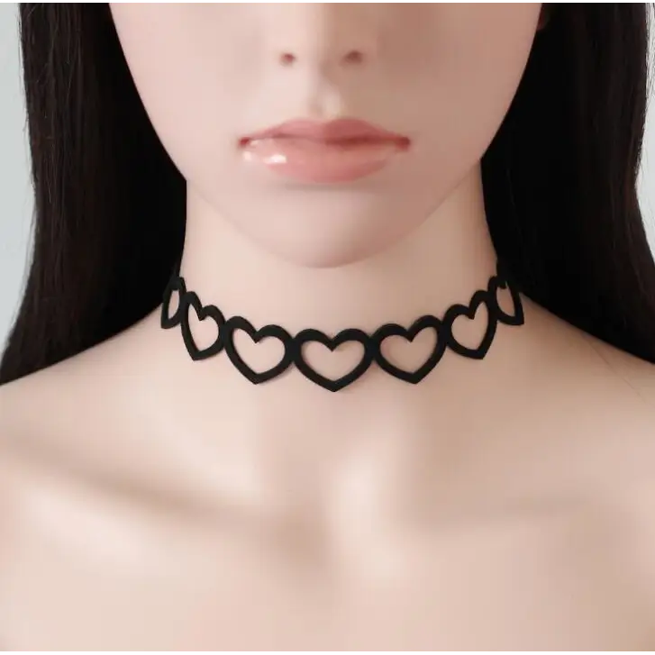 Jet Black Heart Choker Necklace for Chic Goth Fashion - choker