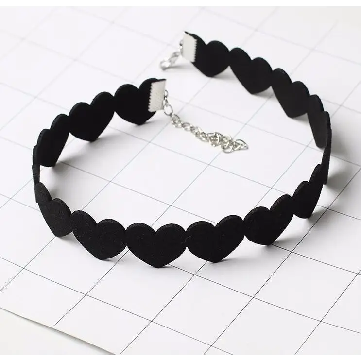 Jet Black Heart Choker Necklace for Chic Goth Fashion - choker