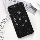 Jet Black Night Sky iPhone Cases with Solar System and Saturn Design - Cosparty