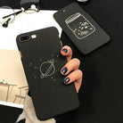 Jet Black Night Sky iPhone Cases with Solar System and Saturn Design - Cosparty
