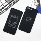 Jet Black Night Sky iPhone Cases with Solar System and Saturn Design - Cosparty
