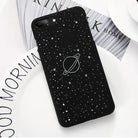 Jet Black Night Sky iPhone Cases with Solar System and Saturn Design - Cosparty