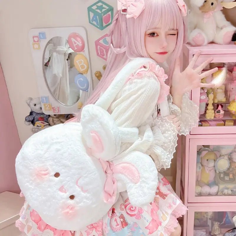 Jumbo Fuzzy Bunny Lolita Bag for Kawaii Fashionistas - Cosparty