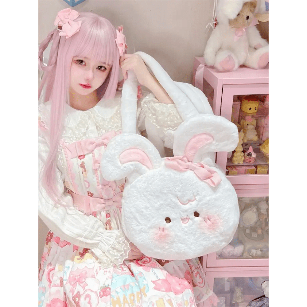 Jumbo Fuzzy Bunny Lolita Bag for Kawaii Fashionistas - Cosparty