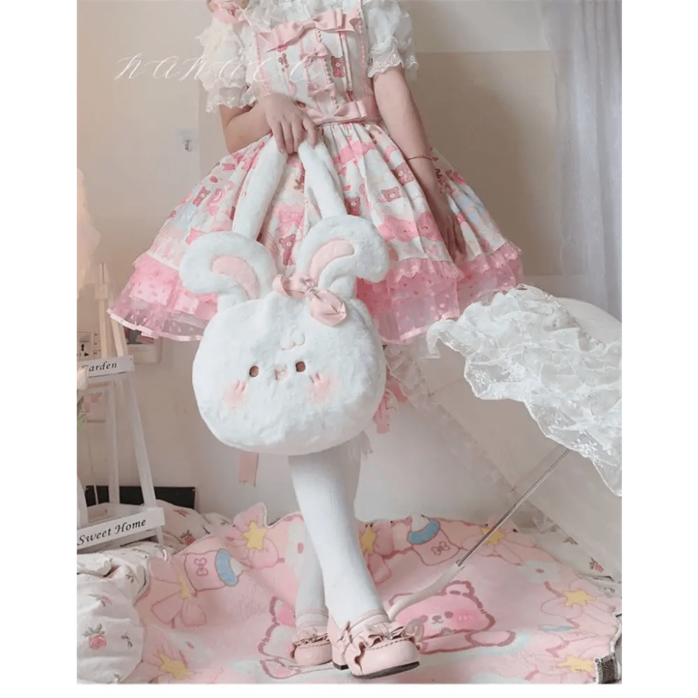Jumbo Fuzzy Bunny Lolita Bag for Kawaii Fashionistas - Cosparty