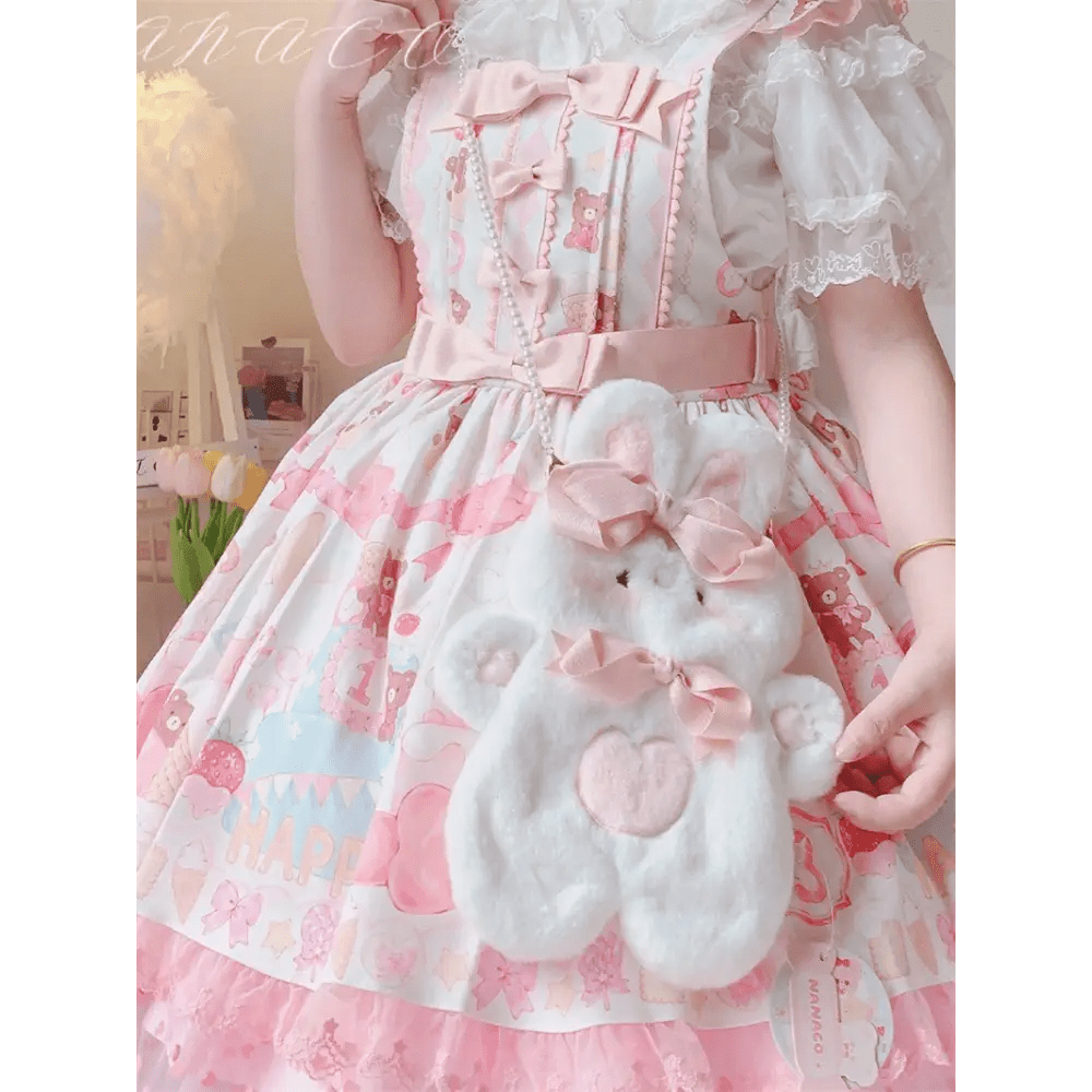 Jumbo Fuzzy Bunny Lolita Bag for Kawaii Fashionistas - Cosparty