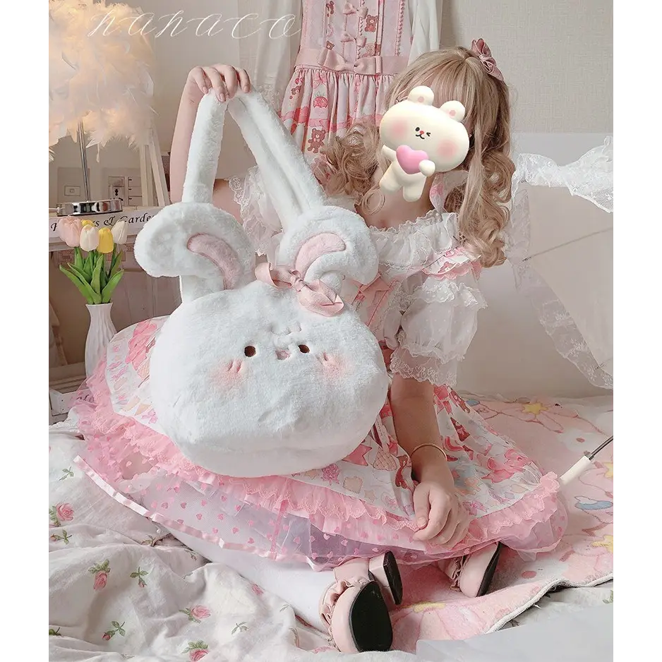 Jumbo Fuzzy Bunny Lolita Bag for Kawaii Fashionistas - bag