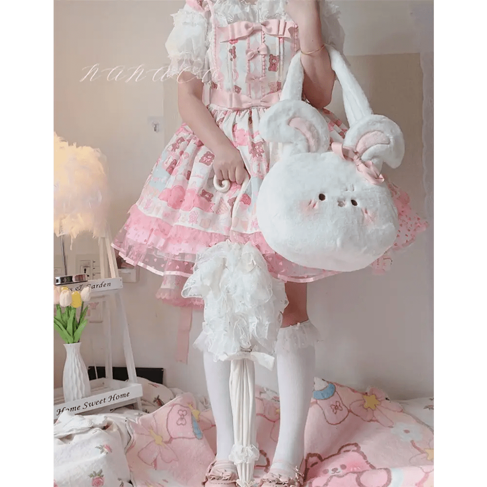 Jumbo Fuzzy Bunny Lolita Bag for Kawaii Fashionistas - Cosparty