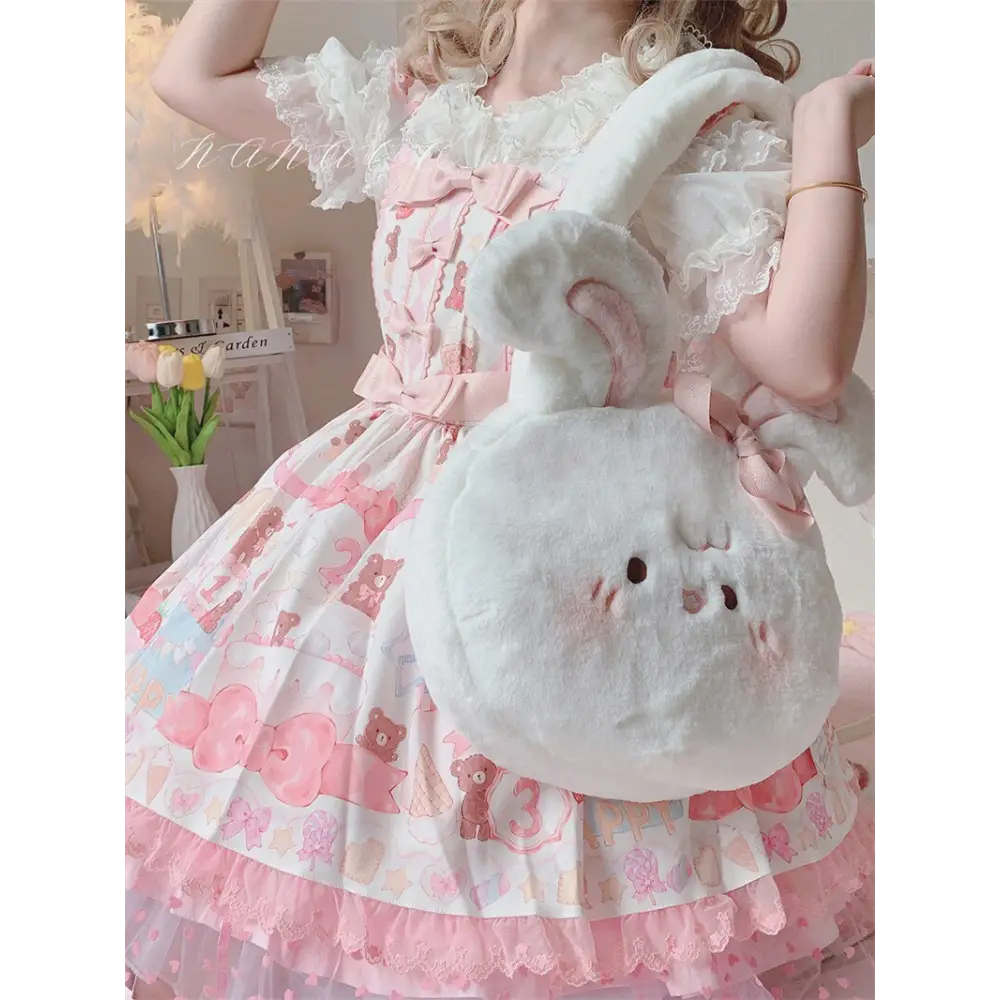 Jumbo Fuzzy Bunny Lolita Bag for Kawaii Fashionistas - bag