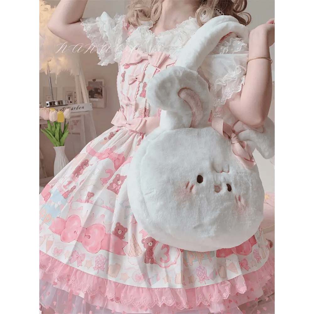 Jumbo Fuzzy Bunny Lolita Bag for Kawaii Fashionistas - Cosparty