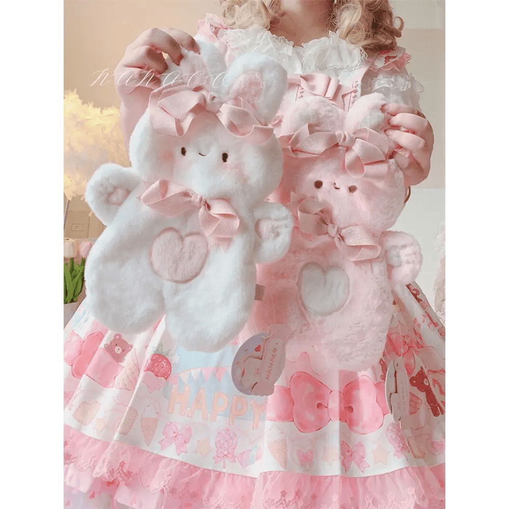 Jumbo Fuzzy Bunny Lolita Bag for Kawaii Fashionistas - Cosparty
