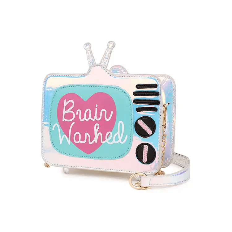 K - Pop Inspired Holographic Vintage Television Shaped Handbag - Cosparty