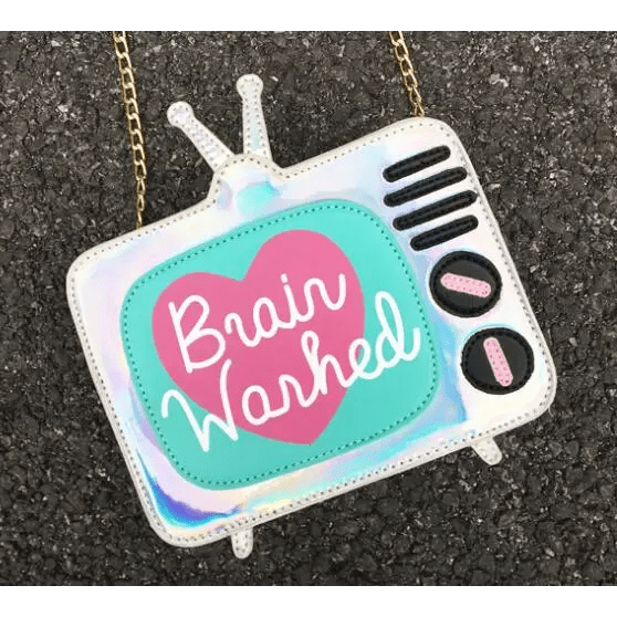 K - Pop Inspired Holographic Vintage Television Shaped Handbag - Cosparty