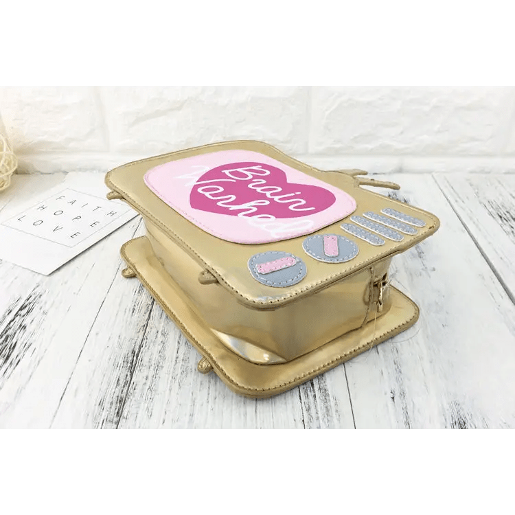 K - Pop Inspired Holographic Vintage Television Shaped Handbag - Cosparty