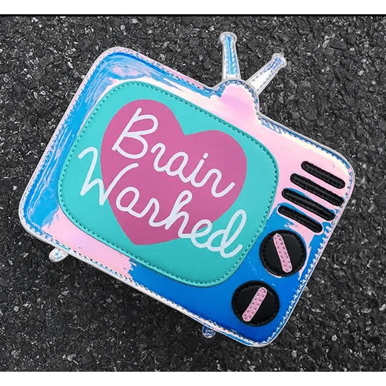 K - Pop Inspired Holographic Vintage Television Shaped Handbag - Cosparty