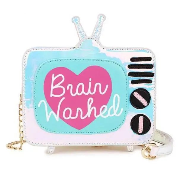 K - Pop Inspired Holographic Vintage Television Shaped Handbag - Cosparty