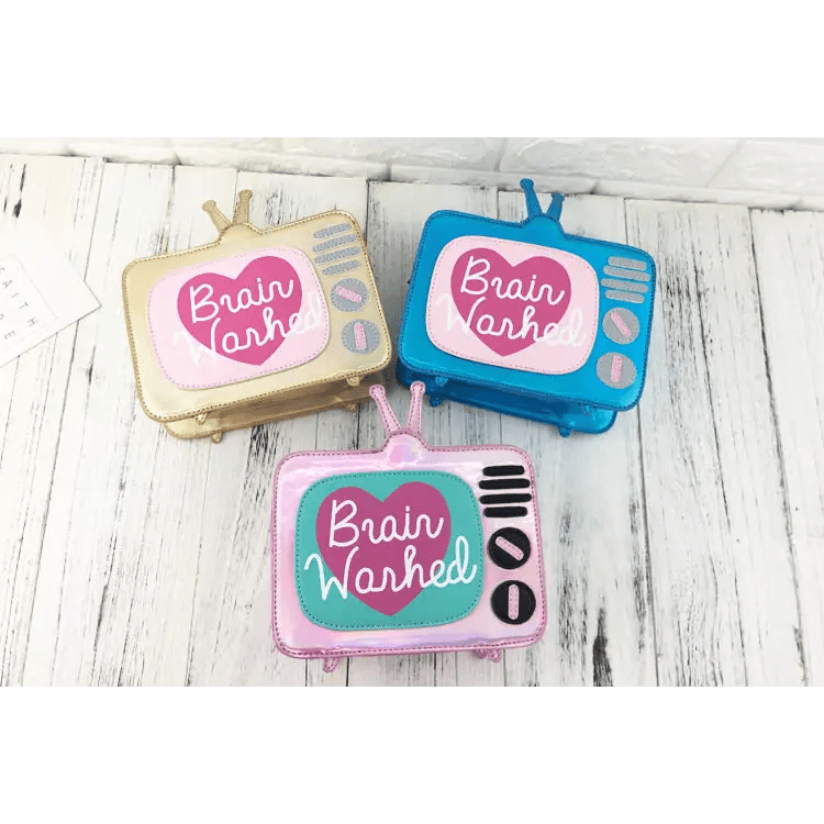 K - Pop Inspired Holographic Vintage Television Shaped Handbag - Cosparty