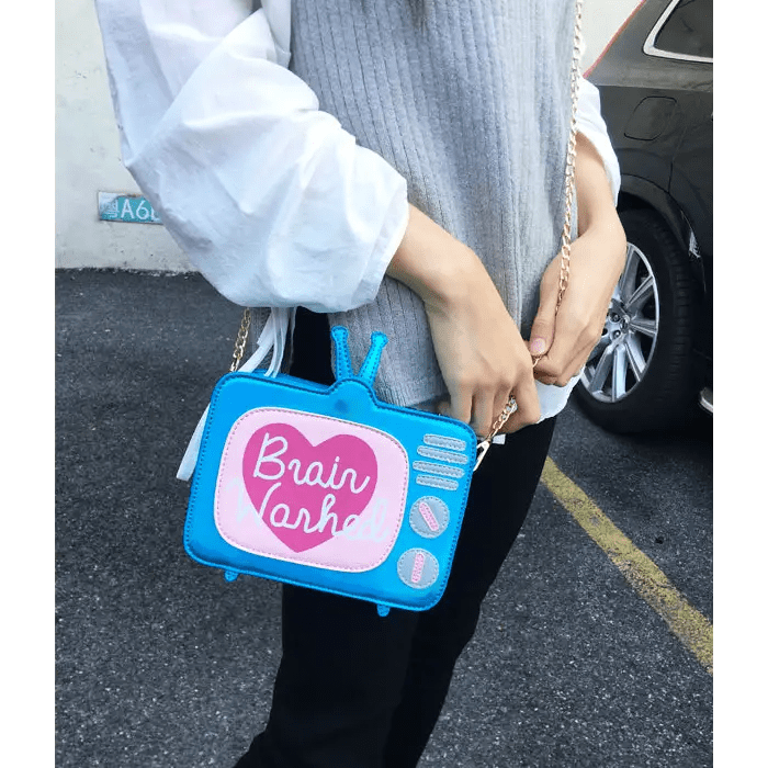 K - Pop Inspired Holographic Vintage Television Shaped Handbag - Cosparty