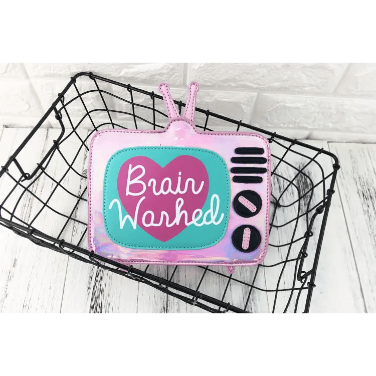 K - Pop Inspired Holographic Vintage Television Shaped Handbag - Cosparty